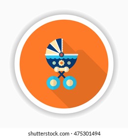 Baby carriages icon , Vector flat long shadow design.