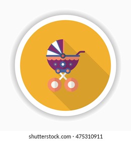 Baby carriages icon , Vector flat long shadow design.