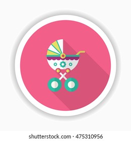 Baby carriages icon , Vector flat long shadow design.