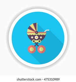 Baby carriages icon , Vector flat long shadow design.
