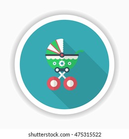 Baby carriages icon , Vector flat long shadow design.