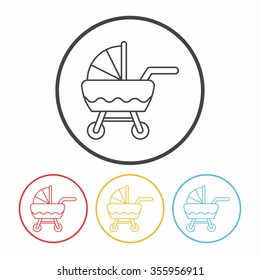 Baby carriages line icon