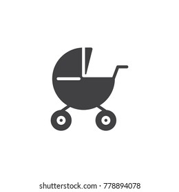 Baby carriages pram icon vector, filled flat sign, solid pictogram isolated on white. Stroller symbol, logo illustration.