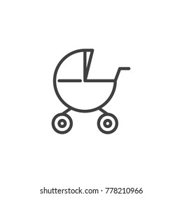Baby carriages pram line icon, outline vector sign, linear style pictogram isolated on white. Stroller symbol, logo illustration. Editable stroke