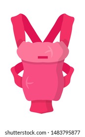 Baby Carrier, Hipseat Flat Vector Illustration. Empty Infant Carrying Bag Front View. Outdoor Family Strolls Accessory. Newborn Children Comfortable Transportation. Childcare, Parenting Symbol