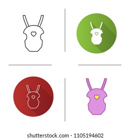 Baby Carrier Icon. Baby Carrying Bag. Flat Design, Linear And Color Styles. Isolated Vector Illustrations