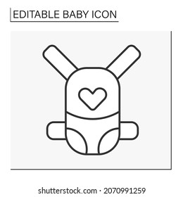  Baby carrier line icon. Ergobackpack baby carrier.Newborn sling. Childhood concept. Isolated vector illustration. Editable stroke