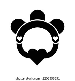 Baby Carrier Teething Toy Icon | Black Vector Illustration |