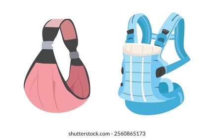 Baby carrier vector isolated on white background. Sling. Baby element, baby shower clipart in cartoon style. 
