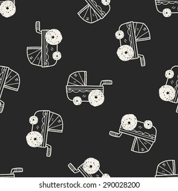 baby cart doodle seamless pattern background