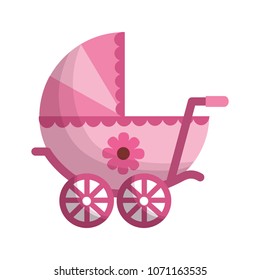 baby cart girl isolated icon