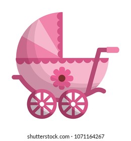 baby cart girl isolated icon