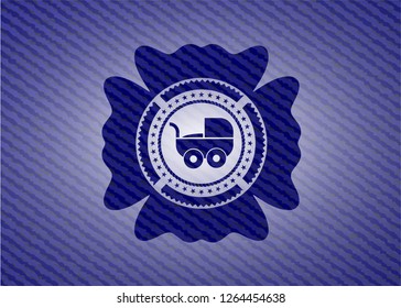 baby cart icon with denim texture