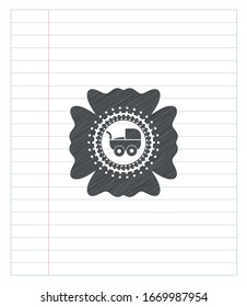 baby cart icon draw with pencil effect. Vector Illustration. Detailed.