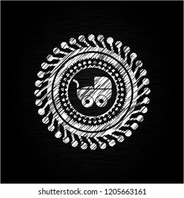 baby cart icon drawn chalk emblem, retro style, chalk or chalkboard texture
