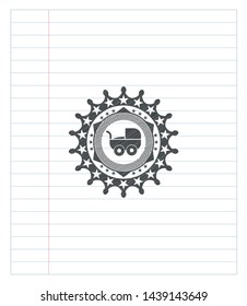 baby cart icon emblem drawn in pencil. Vector Illustration. Detailed.