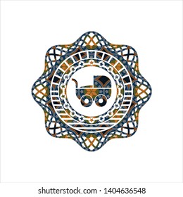 baby cart icon inside arabesque emblem. arabic decoration.