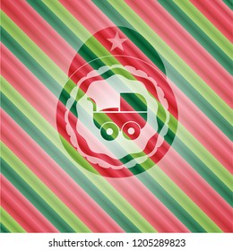 baby cart icon inside christmas colors emblem.