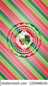 baby cart icon inside christmas colors badge.