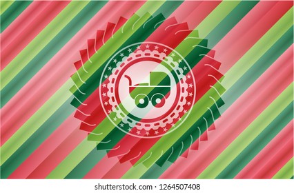 baby cart icon inside christmas emblem.