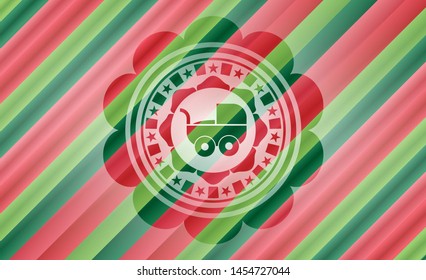 baby cart icon inside christmas emblem.