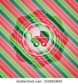 baby cart icon inside christmas colors emblem.