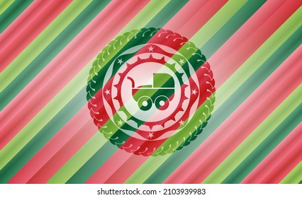 baby cart icon inside christmas badge. 