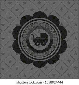 baby cart icon inside dark badge or emblem