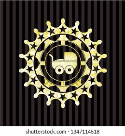 baby cart icon inside gold shiny emblem