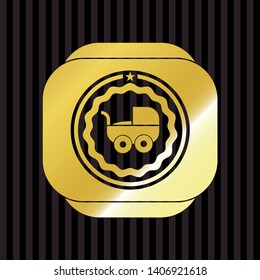 baby cart icon inside golden emblem