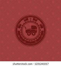 baby cart icon inside red emblem