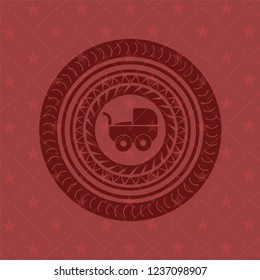 baby cart icon inside red emblem