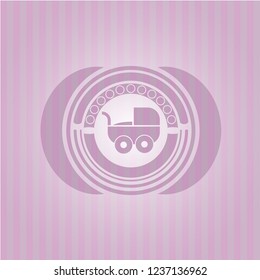 baby cart icon inside retro pink emblem