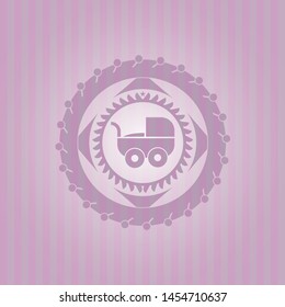 baby cart icon inside retro pink emblem