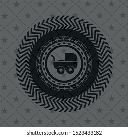 baby cart icon inside retro style black emblem