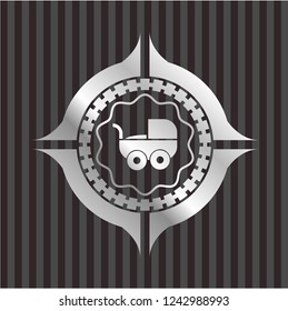 baby cart icon inside silver shiny emblem