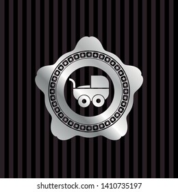 baby cart icon inside silvery shiny emblem
