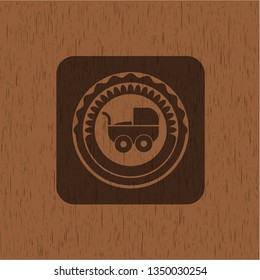 baby cart icon inside wood emblem