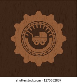 baby cart icon inside wooden signboards