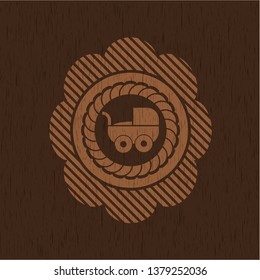 baby cart icon inside wooden signboards