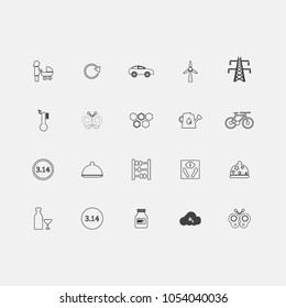 baby cart, repeat, car, wind energy, electric, thermometer, butterfly, bee comb, water, bicycle, 314, dinner, account, hot hat, wine, pill bottle icons set