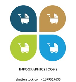 Baby Cart Vector Illustration icon for all purpose. Isolated on 4 different backgrounds.