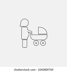 baby cart vector line icon. flat