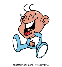 Baby cartoon characters laughing out loud until let out tears, best for sticker or logo for baby shop