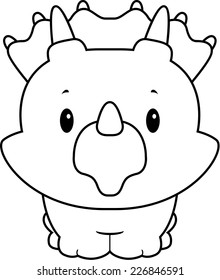 A baby cartoon dinosaur standing on four legs.