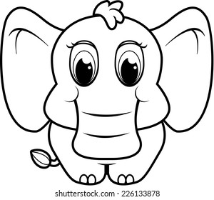 A baby cartoon elephant standing on four legs.