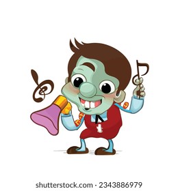 Baby Cartoon Orchestra Play Various Music. Cartoon Baby with Violin and Guitar. Funny Entertainment Party. Baby cartoon Instrument Acoustic Performance Flat Cartoon Vector Illustration