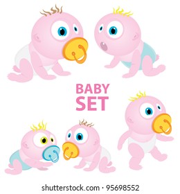 baby cartoon set. vector illustration.