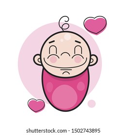 Baby In Cartoon Style . Vector Illustration 