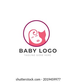 Baby and Cat Logo creative design icon or symbol logo